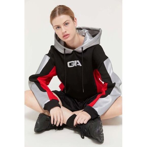 NEW AM.GIA Sabrina Hoodie Red Black Reflective size small - Picture 1 of 9